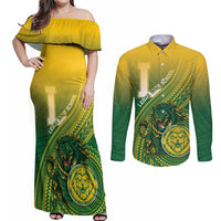 Personalized Leone High School Couples Matching Off Shoulder Maxi Dress and Long Sleeve Button Shirt Leone Lion