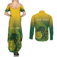Personalized Leone High School Couples Matching Summer Maxi Dress and Long Sleeve Button Shirt Leone Lion