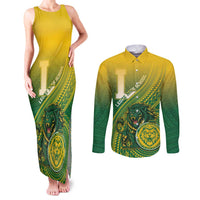 Personalized Leone High School Couples Matching Tank Maxi Dress and Long Sleeve Button Shirt Leone Lion