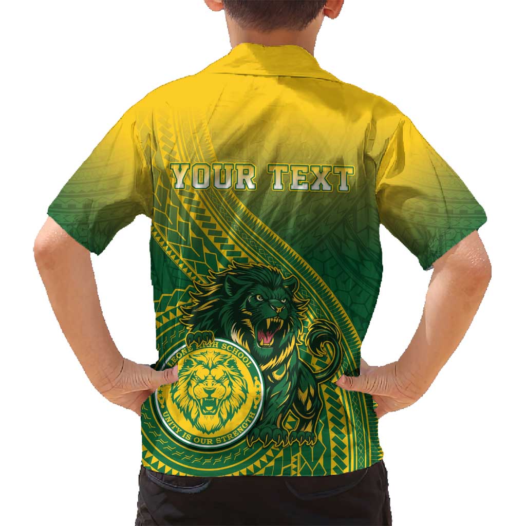 Personalized Leone High School Family Matching Off Shoulder Maxi Dress and Hawaiian Shirt Leone Lion