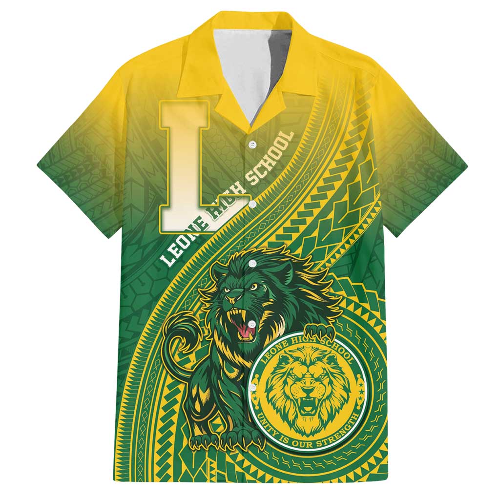 Personalized Leone High School Family Matching Off Shoulder Maxi Dress and Hawaiian Shirt Leone Lion