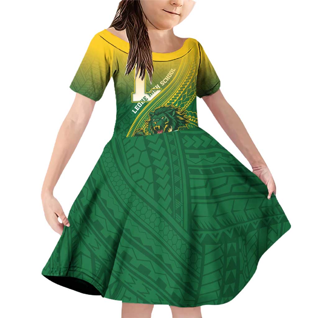 Personalized Leone High School Family Matching Off Shoulder Short Dress and Hawaiian Shirt Leone Lion