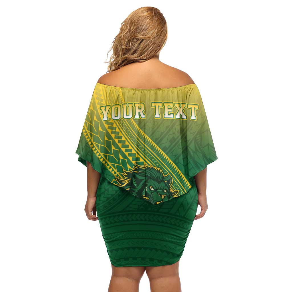 Personalized Leone High School Family Matching Off Shoulder Short Dress and Hawaiian Shirt Leone Lion