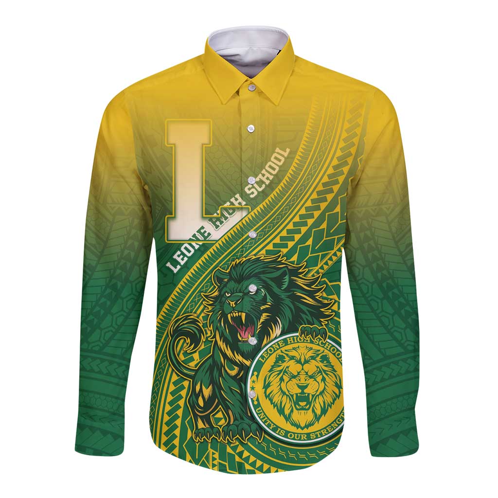Personalized Leone High School Long Sleeve Button Shirt Leone Lion