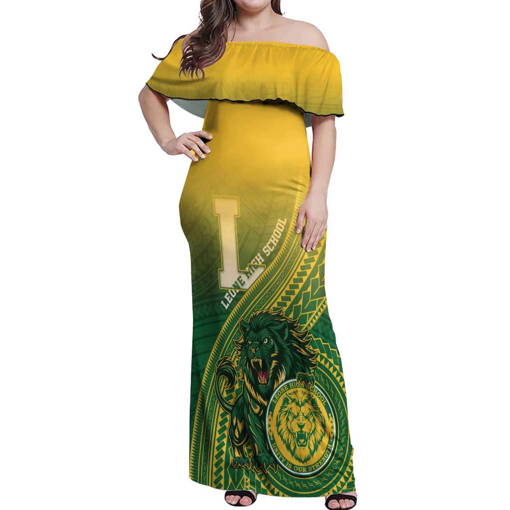 Personalized Leone High School Off Shoulder Maxi Dress Leone Lion