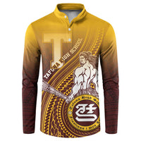 Personalized Tafuna High School Button Sweatshirt Polynesian Warrior