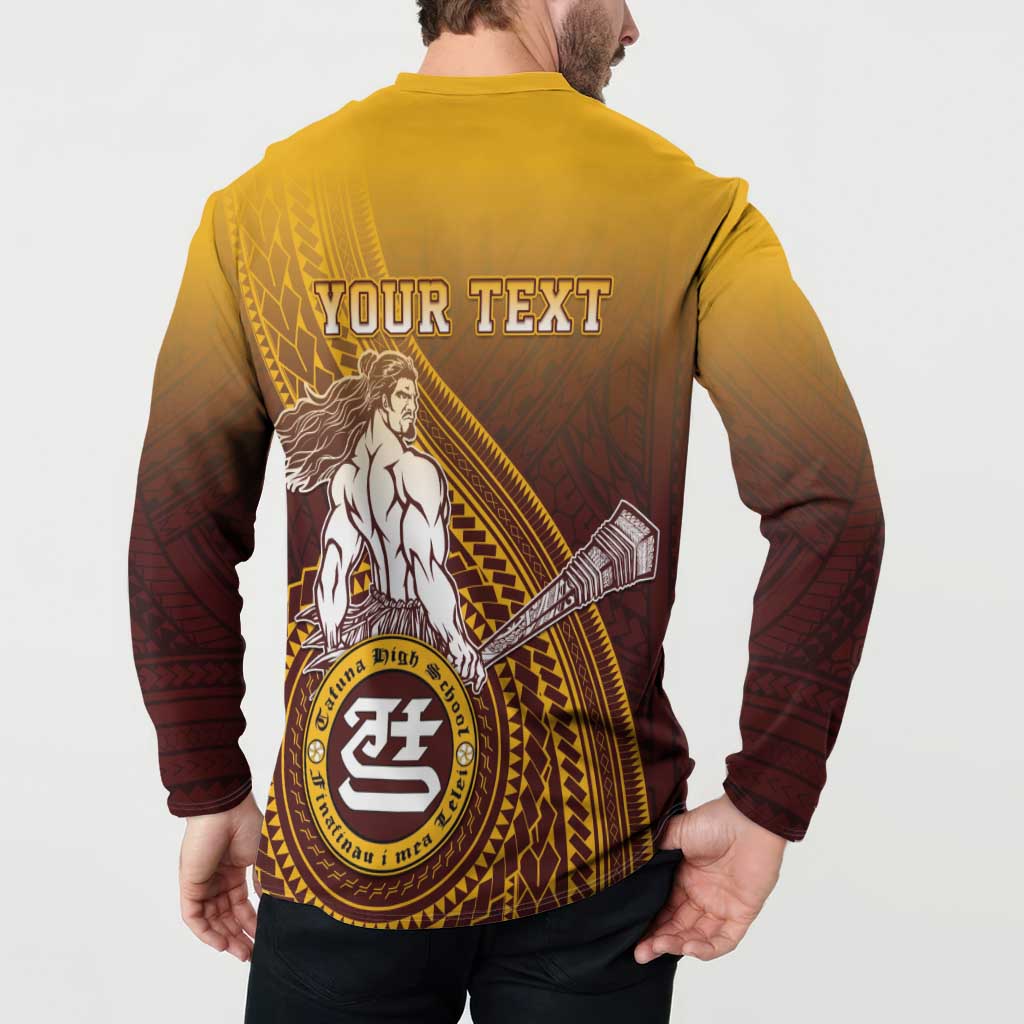 Personalized Tafuna High School Button Sweatshirt Polynesian Warrior
