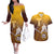 Personalized Tafuna High School Couples Matching Off The Shoulder Long Sleeve Dress and Hawaiian Shirt Polynesian Warrior