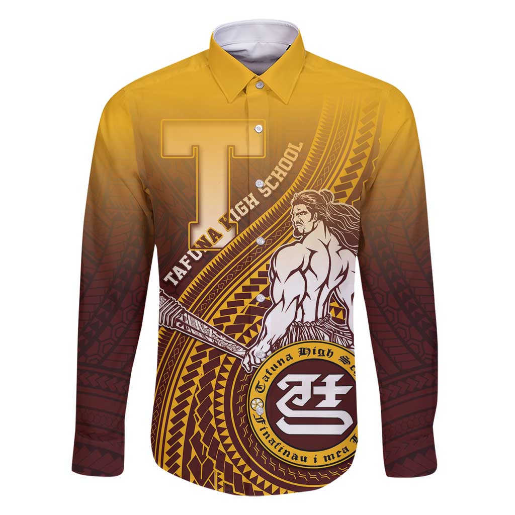 Personalized Tafuna High School Family Matching Long Sleeve Bodycon Dress and Hawaiian Shirt Polynesian Warrior
