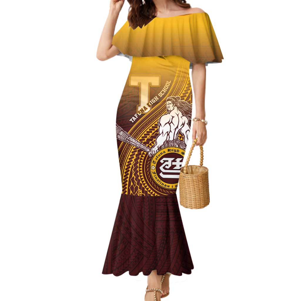 Personalized Tafuna High School Family Matching Mermaid Dress and Hawaiian Shirt Polynesian Warrior