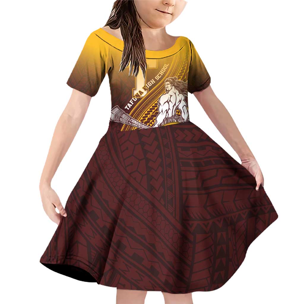 Personalized Tafuna High School Family Matching Off Shoulder Short Dress and Hawaiian Shirt Polynesian Warrior