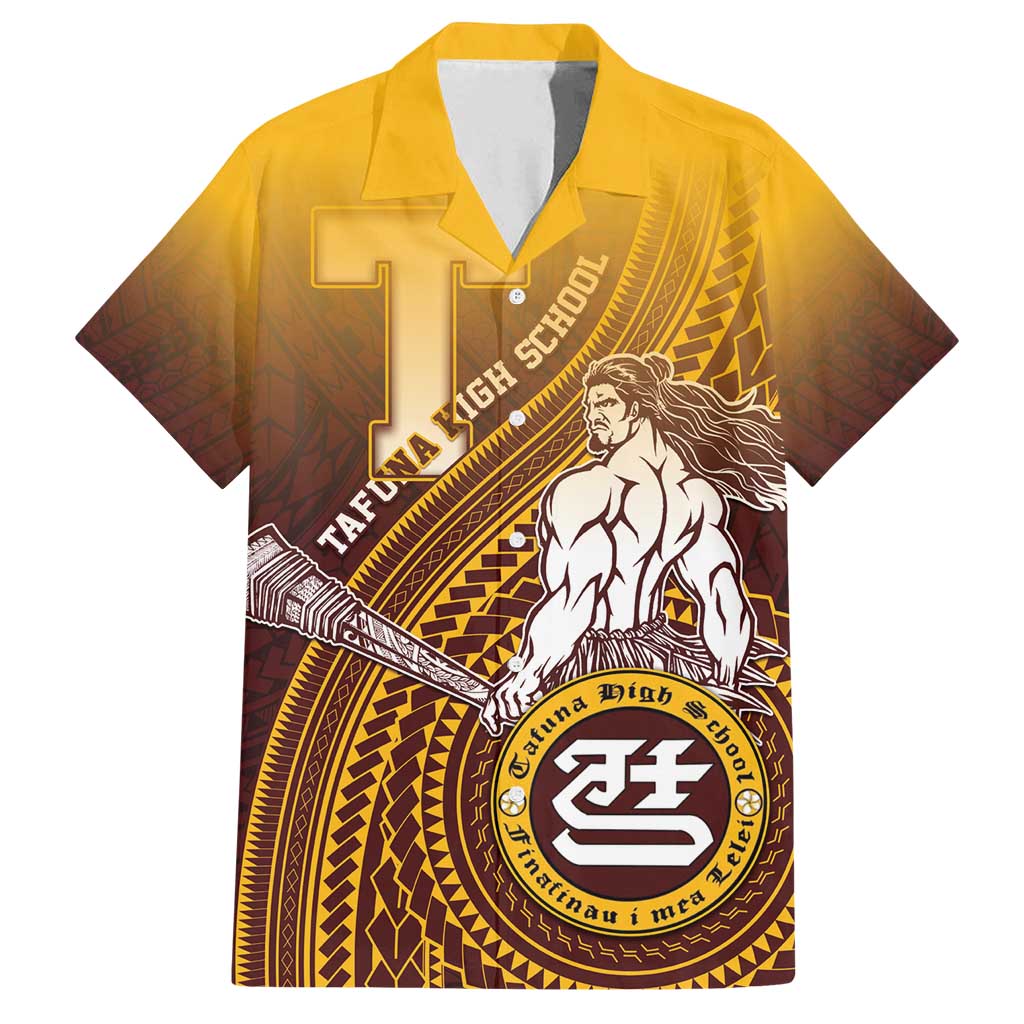 Personalized Tafuna High School Family Matching Off Shoulder Short Dress and Hawaiian Shirt Polynesian Warrior