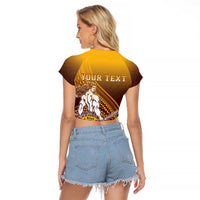 Personalized Tafuna High School Raglan Cropped T Shirt Polynesian Warrior