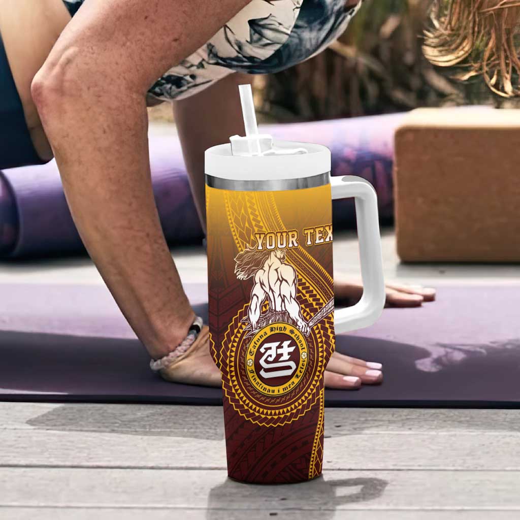 Personalized Tafuna High School Tumbler With Handle Polynesian Warrior