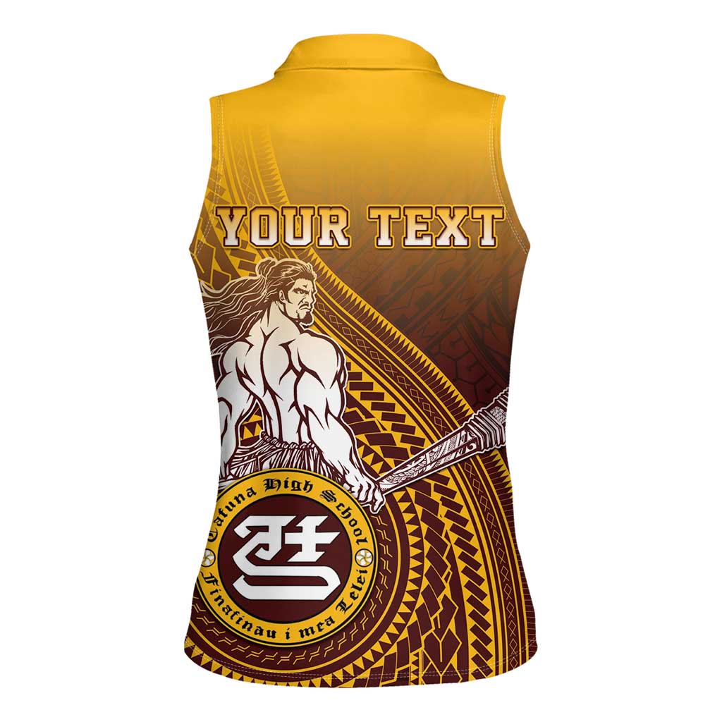 Personalized Tafuna High School Women Sleeveless Polo Shirt Polynesian Warrior