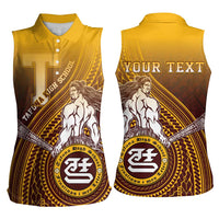 Personalized Tafuna High School Women Sleeveless Polo Shirt Polynesian Warrior