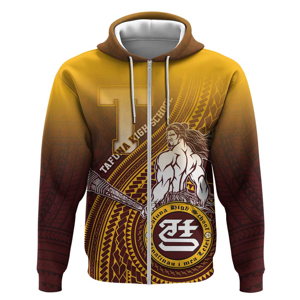 Personalized Tafuna High School Zip Hoodie Polynesian Warrior LT05 Zip Hoodie Maroon - Polynesian Pride