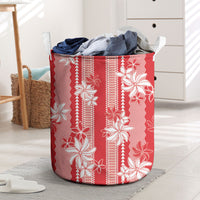 Hawaii Kakau Tribal Laundry Basket With Red Tiare