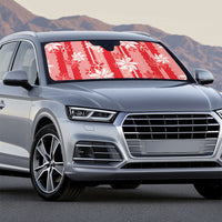 Hawaii Kakau Tribal Auto Sun Shade With Red Tiare