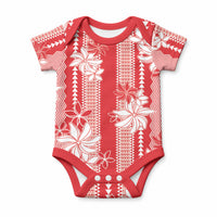Hawaii Kakau Tribal Baby Onesie With Red Tiare LT05 Red - Polynesian Pride