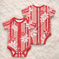 Hawaii Kakau Tribal Baby Onesie With Red Tiare LT05 - Polynesian Pride