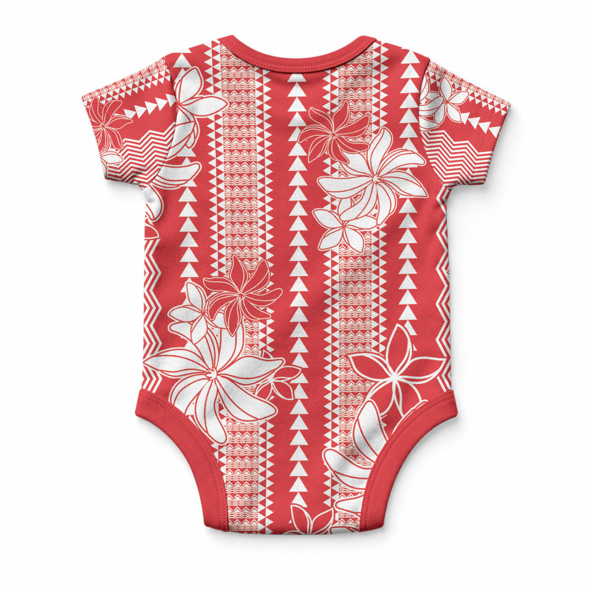 Hawaii Kakau Tribal Baby Onesie With Red Tiare LT05 - Polynesian Pride