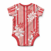 Hawaii Kakau Tribal Baby Onesie With Red Tiare LT05 - Polynesian Pride