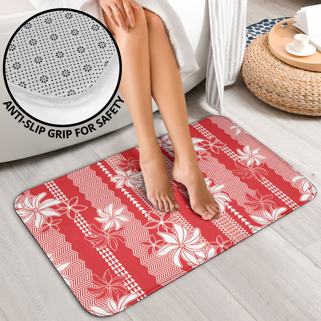 Hawaii Kakau Tribal Bathroom Set With Red Tiare