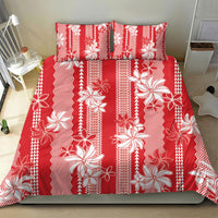 Hawaii Kakau Tribal Bedding Set With Red Tiare