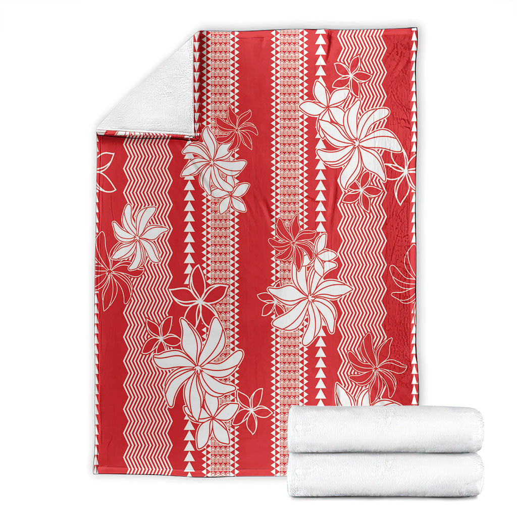 Hawaii Kakau Tribal Blanket With Red Tiare