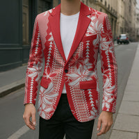 Hawaii Kakau Tribal Blazer With Red Tiare