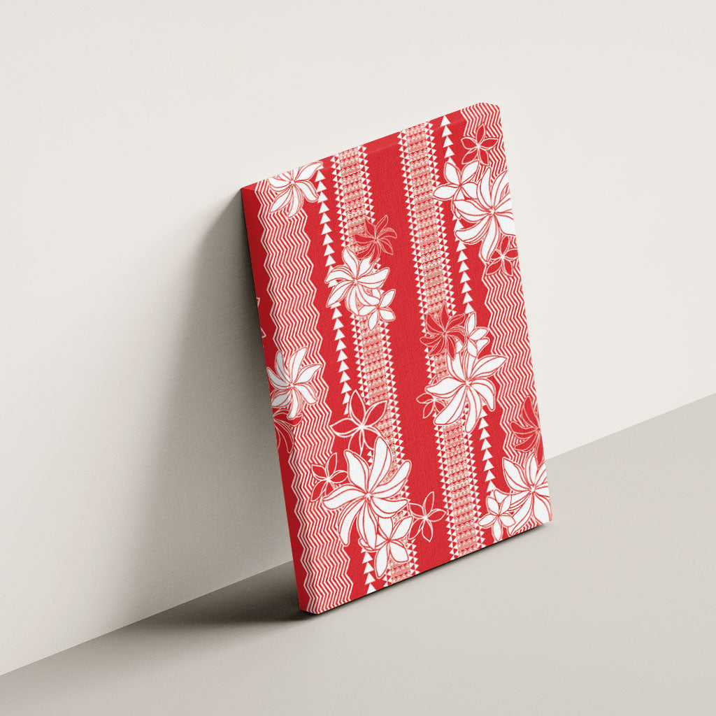 Hawaii Kakau Tribal Canvas Wall Art With Red Tiare