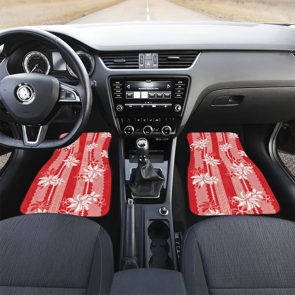 Hawaii Kakau Tribal Car Mats With Red Tiare