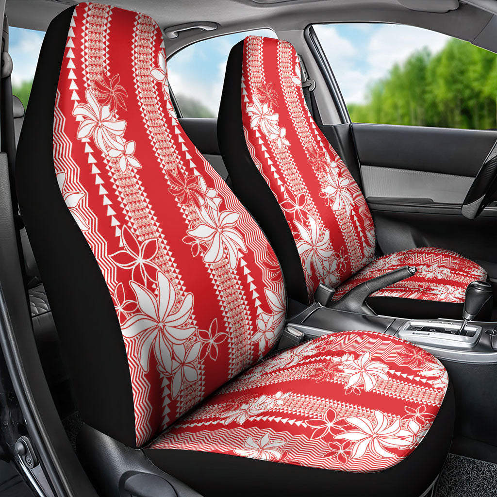 Hawaii Kakau Tribal Car Seat Cover With Red Tiare