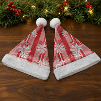 Hawaii Kakau Tribal Christmas Santa Hat With Red Tiare LT05 - Polynesian Pride