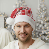 Hawaii Kakau Tribal Christmas Santa Hat With Red Tiare LT05 - Polynesian Pride