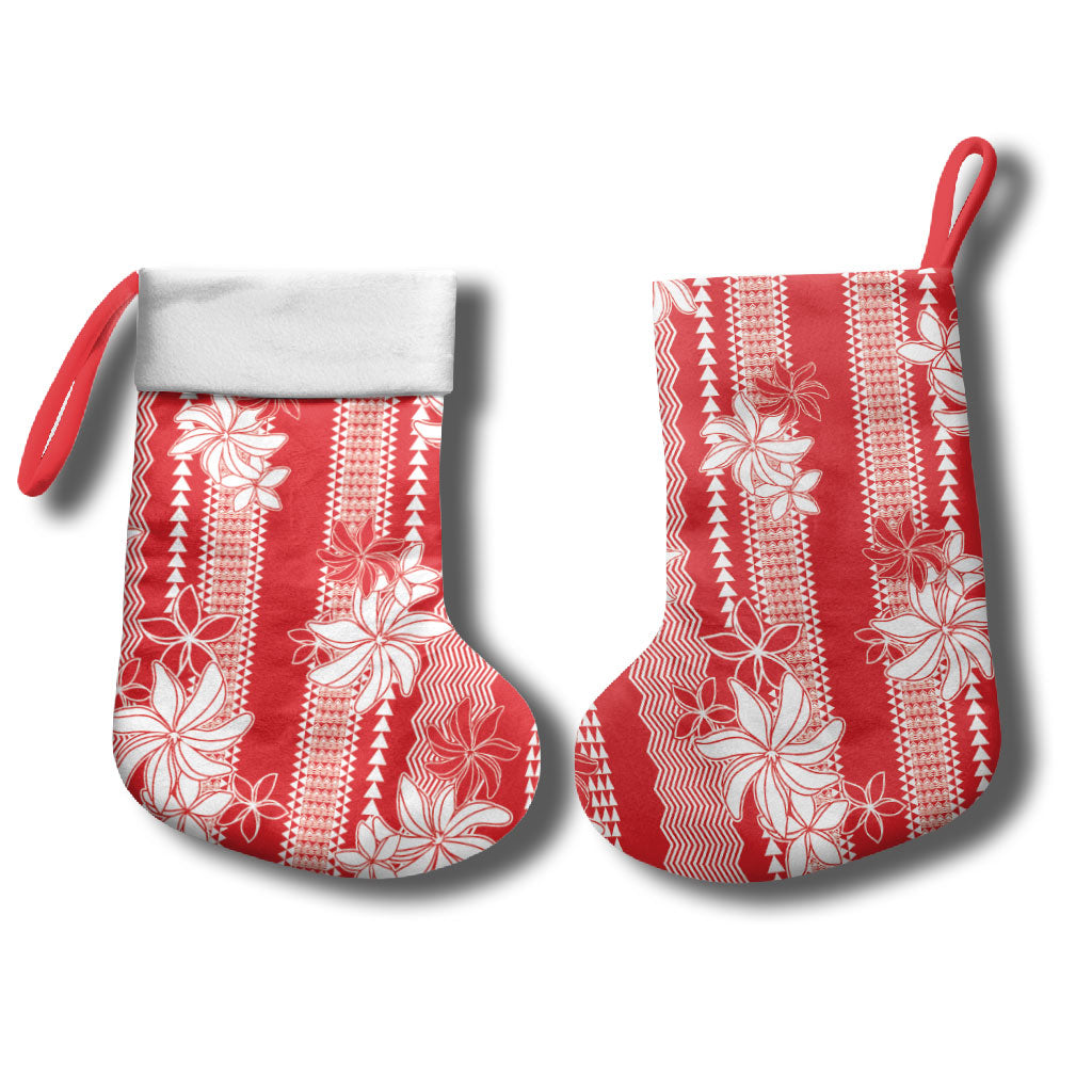 Hawaii Kakau Tribal Christmas Stocking With Red Tiare LT05 - Polynesian Pride