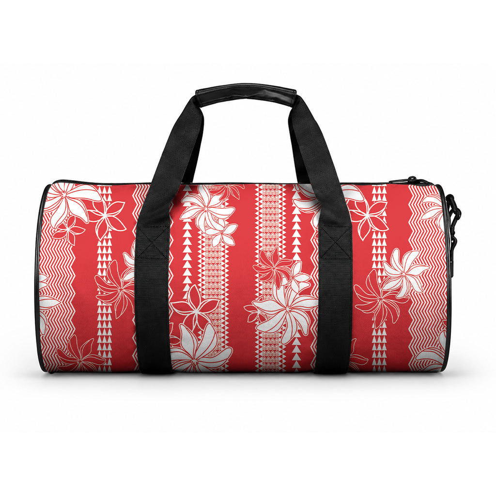Hawaii Kakau Tribal Duffle Bag With Red Tiare LT05 One size Red - Polynesian Pride