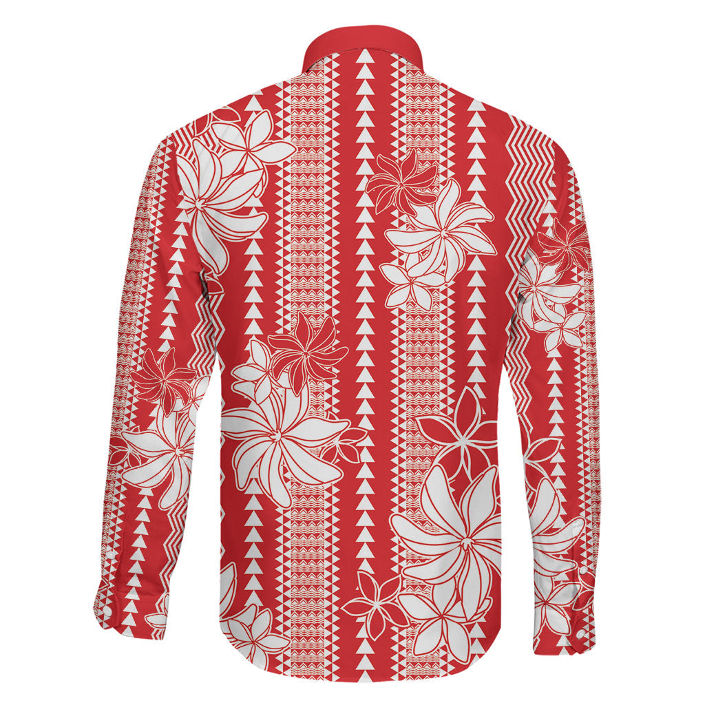 Hawaii Kakau Tribal Family Matching Off Shoulder Maxi Dress and Hawaiian Shirt With Red Tiare LT05 - Polynesian Pride
