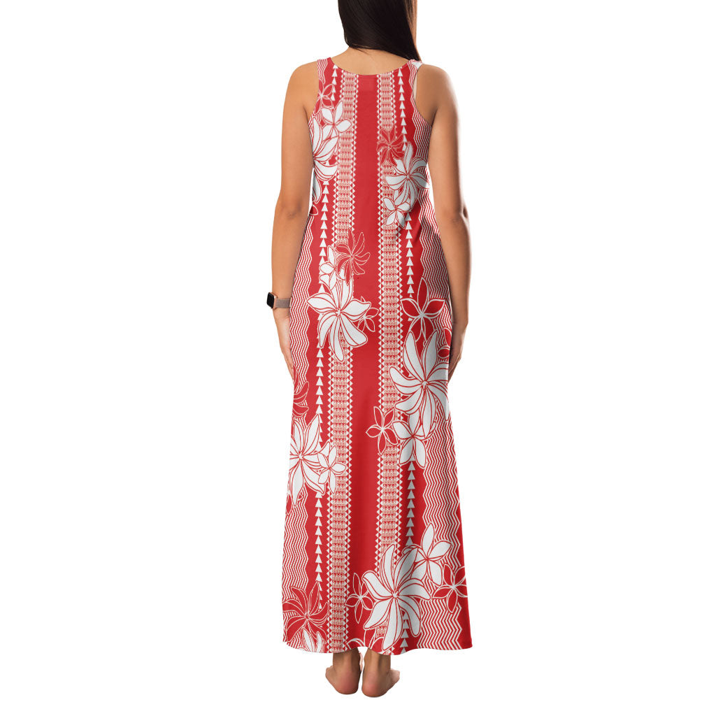 Hawaii Kakau Tribal Family Matching Tank Maxi Dress and Hawaiian Shirt With Red Tiare LT05 - Polynesian Pride