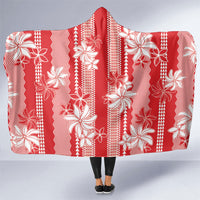 Hawaii Kakau Tribal Hooded Blanket With Red Tiare