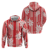 Hawaii Kakau Tribal Hoodie With Red Tiare