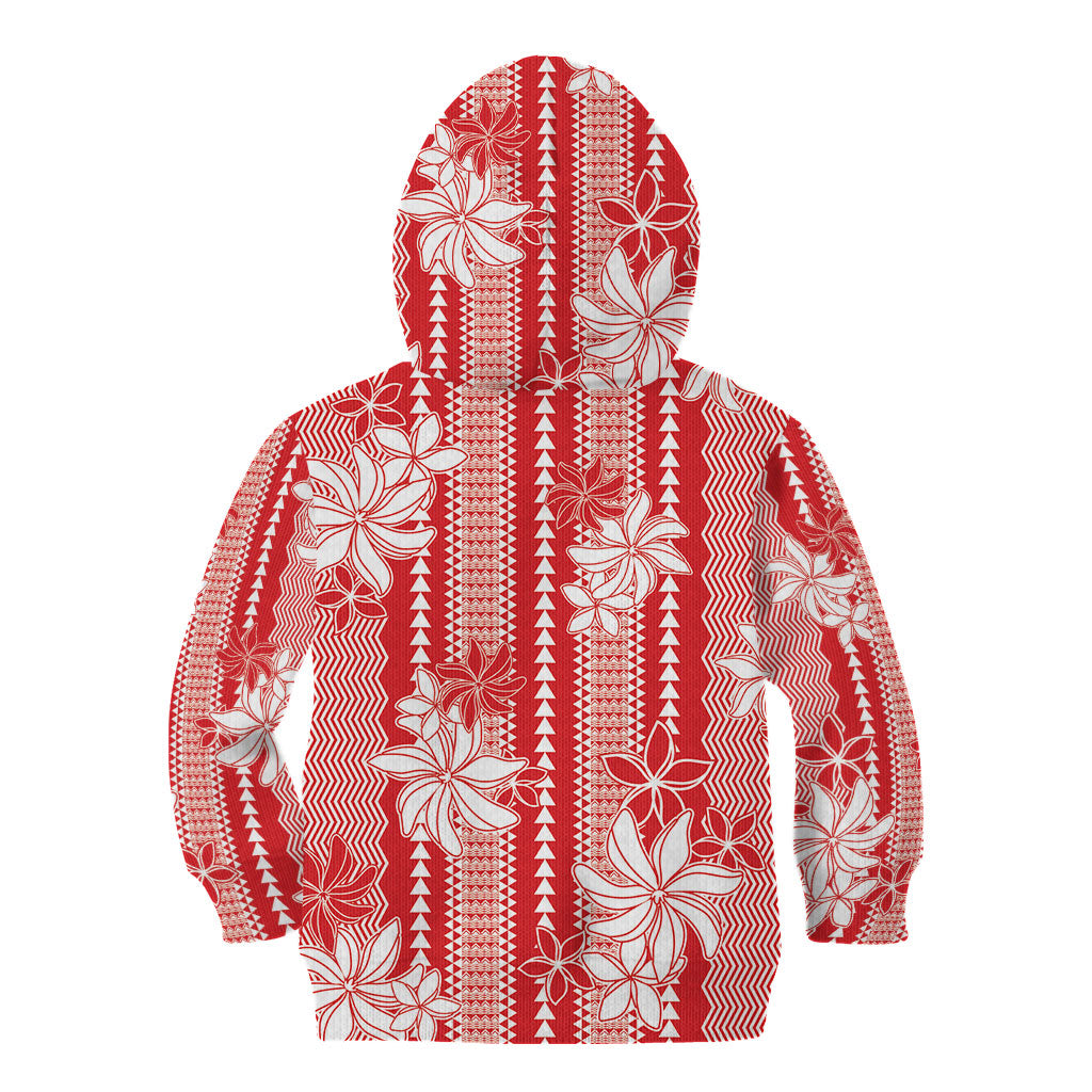 Hawaii Kakau Tribal Kid Hoodie With Red Tiare