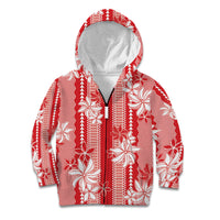 Hawaii Kakau Tribal Kid Hoodie With Red Tiare