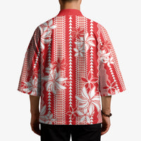 Hawaii Kakau Tribal Kimono With Red Tiare