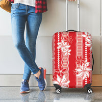 Hawaii Kakau Tribal Luggage Cover With Red Tiare