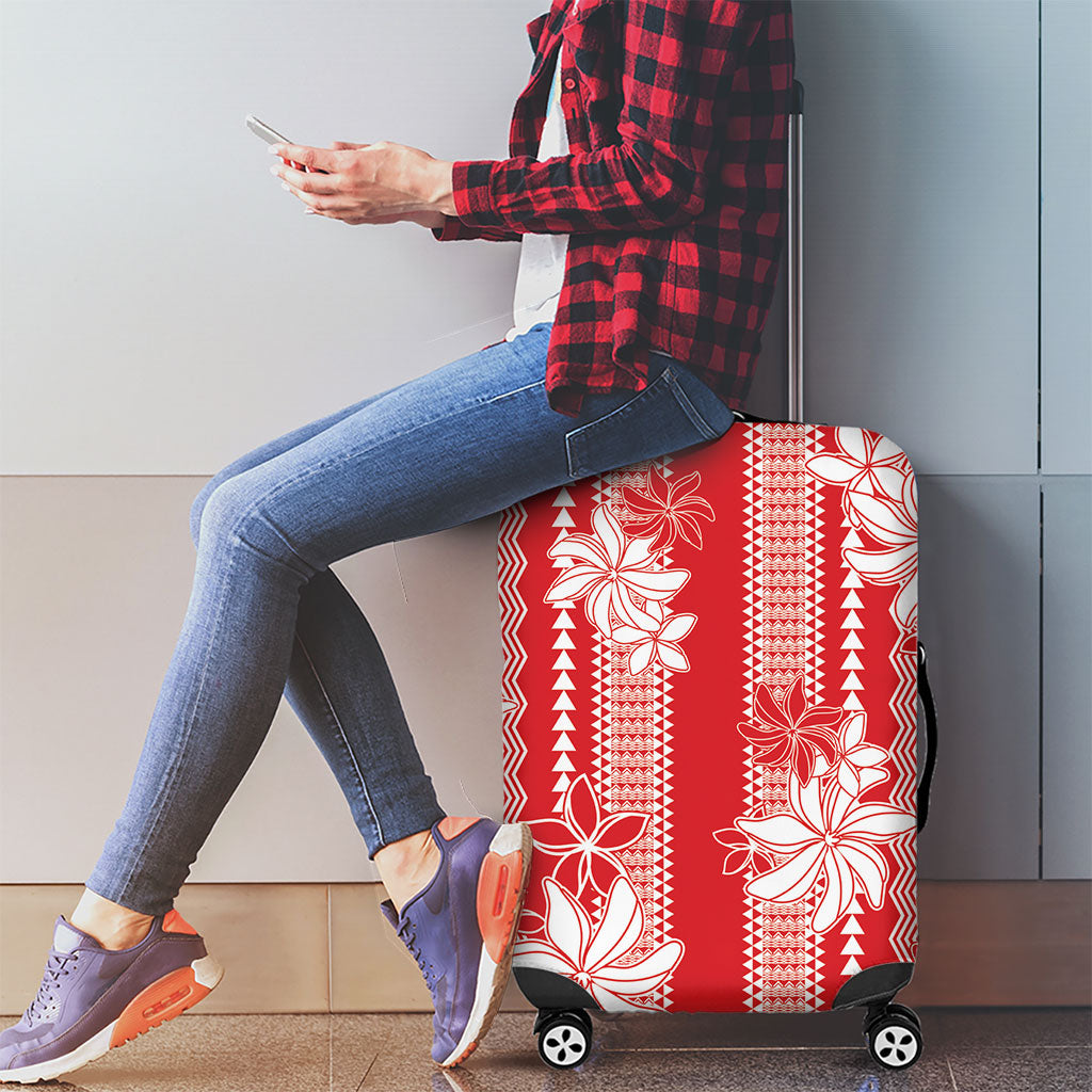 Hawaii Kakau Tribal Luggage Cover With Red Tiare