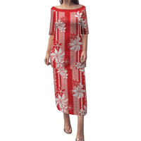 Hawaii Kakau Tribal Puletasi With Red Tiare