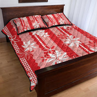 Hawaii Kakau Tribal Quilt Bed Set With Red Tiare