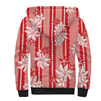Hawaii Kakau Tribal Sherpa Hoodie With Red Tiare